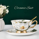 GobekUsa Bone China Tea Cup Set with Spoon - Elegant English Afternoon Tea Mugs