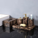 GobekUsa Emperador Dark Marble Bathroom Set: Toothbrush Holder, Soap Dish, Soap Dispenser