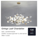 GobekUsa Ginkgo Leaf Decor Chandelier - Nordic Fine Flower Art Light for Living Room