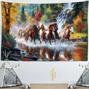 GobekUsa Galloping Horse Tapestry Wall Hanging Ink Painting Boho Nature Decor