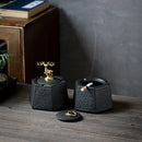 GobekUsa Black Pottery Ashtray with Cover: Stylish, Large Capacity Ceramic Ashtray