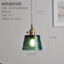 GobekUsa Green Glass LED Pendant Light - Japanese Style Nordic Copper Hanging Lamp