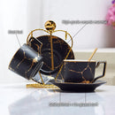 GobekUsa 200ml Marble Ceramic Tea Set with Spoon and Saucer