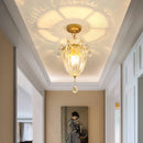 GobekUsa Gold Crystal Round Ceiling Chandelier for Living Room LED Light Fixtures