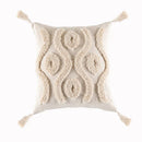 GobekUsa Beige Tassels Cushion Cover, Handmade Square Home Decoration for Living Room