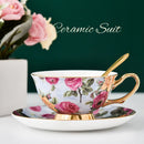 GobekUsa Bone China Tea Cup Set with Saucer Spoon - Elegant Black Tea Party Coffeeware
