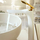 GobekUsa Gold Basin Faucet with Single Handle Hot & Cold Water Mixer Deck Mount