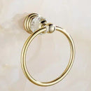 GobekUsa Gold Crystal Bathroom Accessories Set: Luxe Brass Bath Hardware Wall Mount Collection