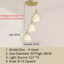 GobekUsa Gold Triangle Pendant Lights: Nordic Style 1head/3heads Metal Fixtures, Simple Décor Lighting