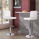Modern PU Leather Adjustable Swivel Durable Light Weight Steady Barstools Hotel Use Iron Frame Upholstered Back Thickened (Set of 2)