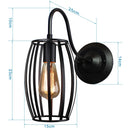 GobekUsa Black Cage Guard Wall Sconce LED Lamp Indoor Retro Lighting Fixture