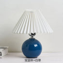 GobekUsa Japanese Ceramic Table Lamps Living Room Pleated Skirt Lampshade Warm Bedroom Lighting