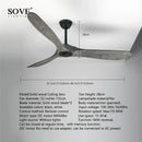 GobekUsa 60" Solid Wood DC Ceiling Fan with Remote Control