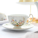 GobekUsa Bone China Tea Cup Set, Flowers Teacup & Snack Dish for Office Drinkware