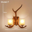 GobekUsa Deer Horn Resin Wall Lamp with Warm White LED Light