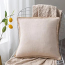 GobekUsa Linen Fringe Cushion Cover: Blue Grey Yellow Red Green for Sofa Bed
