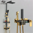 GobekUsa Black Thermostatic Digital Shower Faucet Set 4-way Mixer Bidet Tap for Bathroom