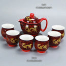 GobekUsa Dragon Teapot Tea Set, Porcelain Kung Fu Teaware for Puer Oolong Ceremony
