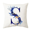 GobekUsa Blue Alphabet Flower Letter Pillowcase for Home Decor