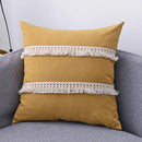 GobekUsa Boho Style Tassel Pillow Cover Set for Sofa Bed, Beige Grey Blue Yellow
