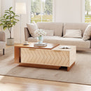 Modern Extendable Wood Coffee Table with Hidden Storage — Two-Tone Design