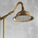 GobekUsa Antique Brass Shower Faucet with Ceramics Hand Spray and 8'' Rainfall Head