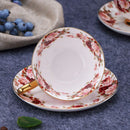 GobekUsa Elegant Floral Tea Set - 200ml Capacity Bone China Cup, Saucer, and Spoon