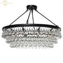 GobekUsa LED Round Glass Chandeliers Raindrop Pendant Lights Modern Living Hanging Lamps