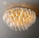 GobekUsa LED Glass Flushmount Ceiling Lamp Modern Round Fixture - Brass Finish