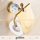 GobekUsa Golden Bath Hardware Set: TP Holder, Towel Rack, Tissue Holder, Cup Holder, Robe Hook