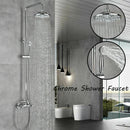 GobekUsa Dual Handle Chrome Brass Shower Mixer System with 8" Rainfall Shower Head