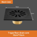 GobekUsa Black Brass Shower Drain Strainer Floor Cover Square Art Carved Grate Basins SY-073R