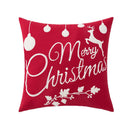GobekUsa Christmas Embroidered Cushion Cover 45x45cm - Red Green Santa Snowflake Deer Snowman