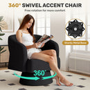 Swivel Barrel Accent Chair — Oversized Velvet, Waterproof Finish