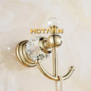 GobekUsa Gold Crystal Bathroom Accessories Set: Luxe Brass Bath Hardware Wall Mount Collection