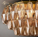 GobekUsa LED Glass Flushmount Ceiling Lamp Modern Round Fixture - Brass Finish