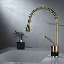 GobekUsa Gold Brass Marble Basin Faucet Hot Cold Sink Mixer Tap