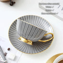 GobekUsa Elegant Gray Tea Cup Set: 200ml Porcelain Coffeeware with Gold Accents