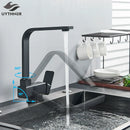 GobekUsa Black Kitchen Rotating Faucet | Foldable Single Handle Mixer Faucet