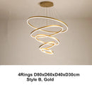 GobekUsa LED Chandelier Rings Pendant Light - Coffee Gold Dimmable Ceiling Lamp