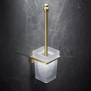 GobekUsa Brass Bath Hardware Set: Shelf, Towel Rack, Paper & Toilet Brush Holder in Brushed Gold