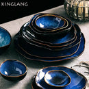 GobekUsa Irregular Shape Ceramic Dinner Set - Blue Color - Eco-Friendly Bowls - KL-265