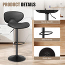 Swivel Bar Stools Set of 2 — Adjustable PU Leather with Iron Frame, Water-Resistant (Black)