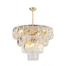 GobekUsa Gold Steel Crystal LED Pendant Light Fixture Luxe Round Hanging Lamp