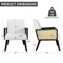 Accent Chair with Rattan Arms and Iron Legs — Green Lounge Chair