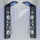 GobekUsa Black LED Waterfall Rain Shower Panel Faucet Set with Massage Jets