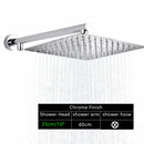 GobekUsa Bright Chrome 8" Shower Head with 15" Arm and 59" Hose - Wall Mounted Rainfall