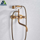 GobekUsa Brass Antique Tub Faucet with Long Spout, Rotate Handle and Handshower