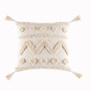 GobekUsa Beige Tassels Cushion Cover, Handmade Square Home Decoration for Living Room