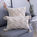 GobekUsa Beige Tassels Cushion Cover, Handmade Square Home Decoration for Living Room